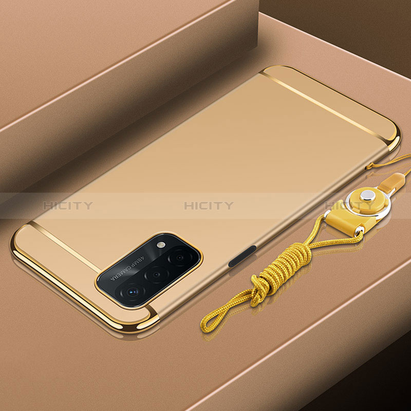 Carcasa Bumper Lujo Marco de Metal y Plastico Funda P01 para Oppo A54 5G Oro