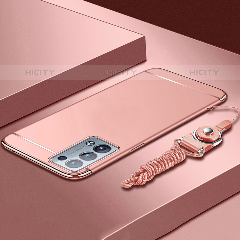 Carcasa Bumper Lujo Marco de Metal y Plastico Funda para Oppo Reno6 Pro 5G