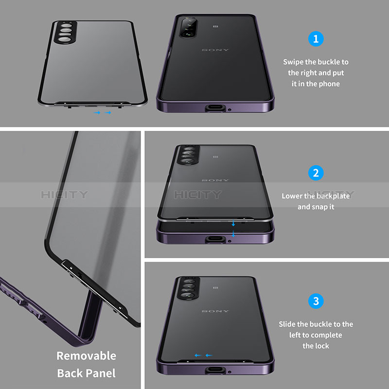 Carcasa Bumper Lujo Marco de Metal y Plastico Funda para Sony Xperia 1 IV