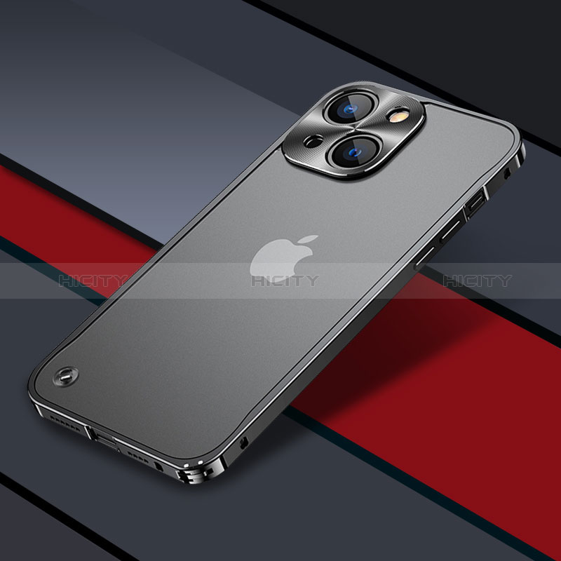 Carcasa Bumper Lujo Marco de Metal y Plastico Funda QC1 para Apple iPhone 13 Negro