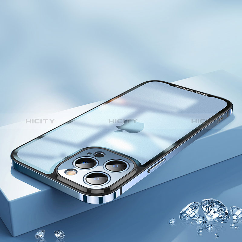 Carcasa Bumper Lujo Marco de Metal y Plastico Funda QC2 para Apple iPhone 12 Pro Azul