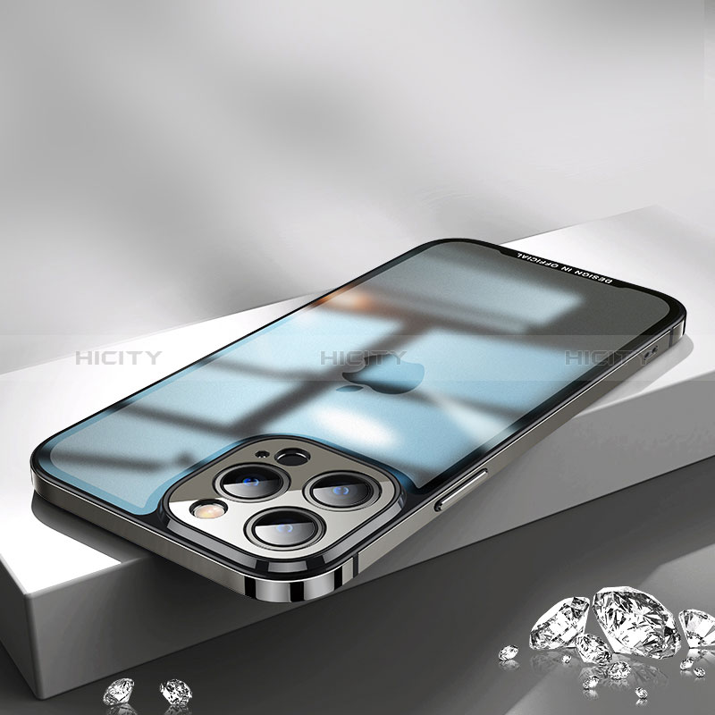 Carcasa Bumper Lujo Marco de Metal y Plastico Funda QC2 para Apple iPhone 12 Pro Negro