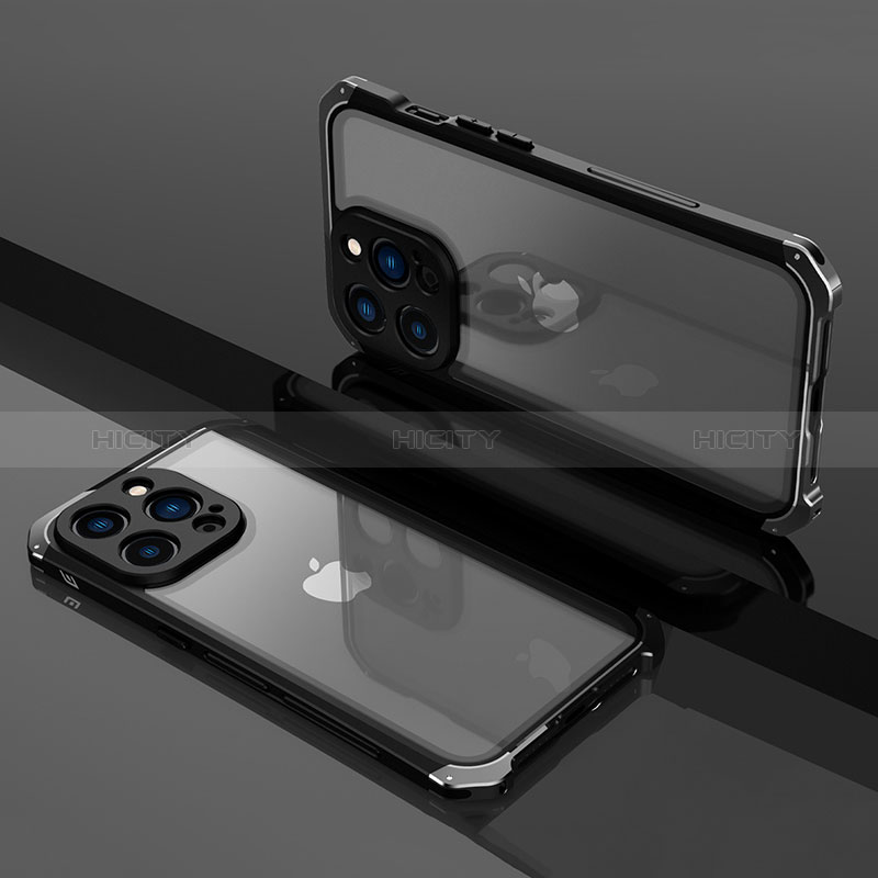 Carcasa Bumper Lujo Marco de Metal y Plastico Funda SQ1 para Apple iPhone 13 Pro