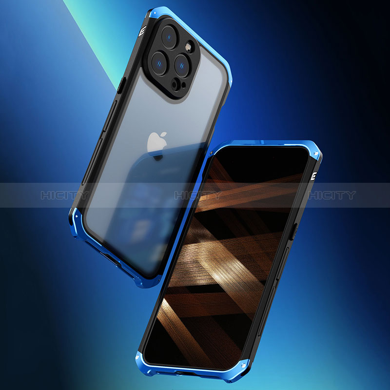 Carcasa Bumper Lujo Marco de Metal y Plastico Funda SQ1 para Apple iPhone 15 Pro