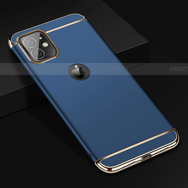 Carcasa Bumper Lujo Marco de Metal y Plastico Funda T01 para Apple iPhone 11 Azul