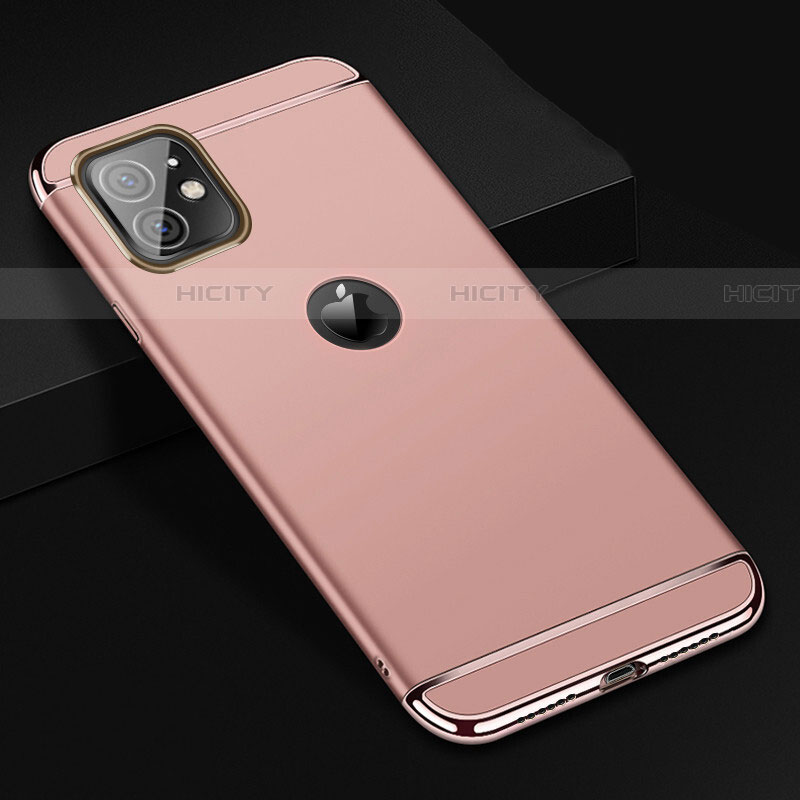 Carcasa Bumper Lujo Marco de Metal y Plastico Funda T01 para Apple iPhone 11 Oro Rosa