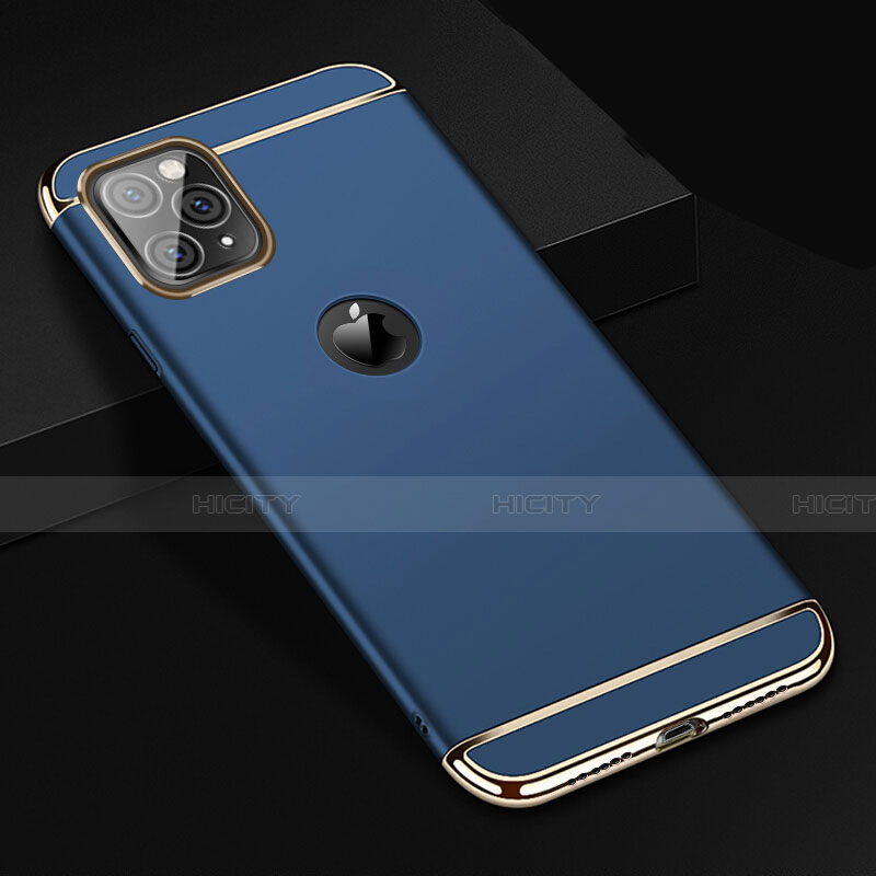 Carcasa Bumper Lujo Marco de Metal y Plastico Funda T01 para Apple iPhone 11 Pro Azul