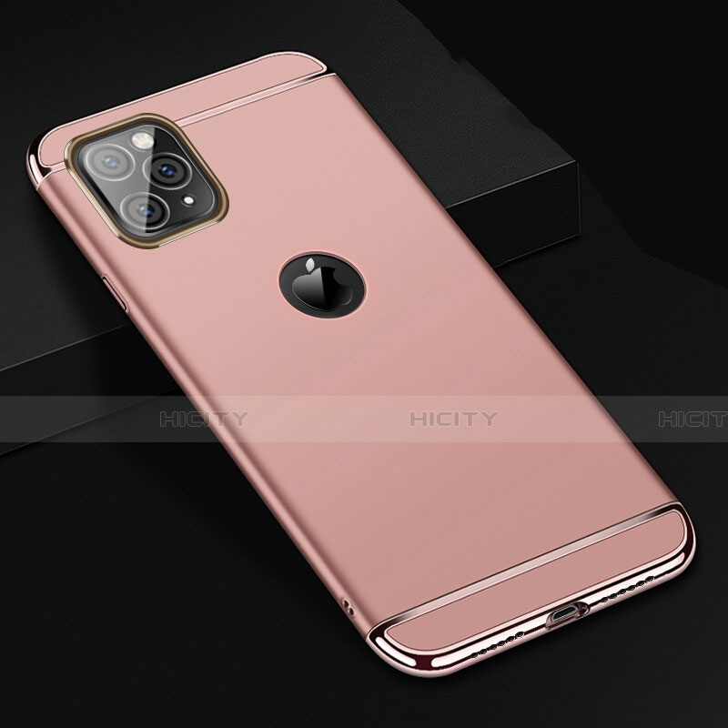 Carcasa Bumper Lujo Marco de Metal y Plastico Funda T01 para Apple iPhone 11 Pro Oro Rosa
