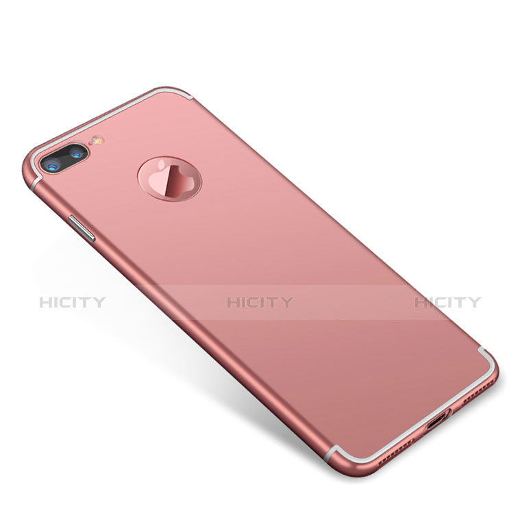 Carcasa Bumper Lujo Marco de Metal y Plastico Funda T01 para Apple iPhone 8 Plus Oro Rosa