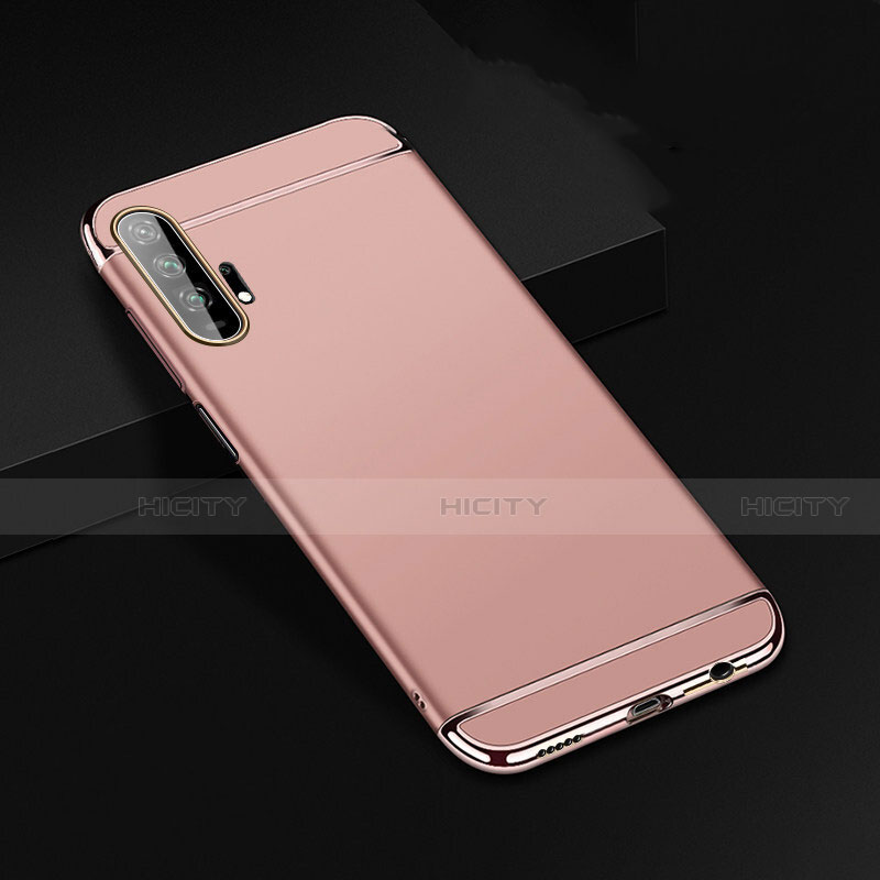 Carcasa Bumper Lujo Marco de Metal y Plastico Funda T01 para Huawei Honor 20 Pro Oro Rosa