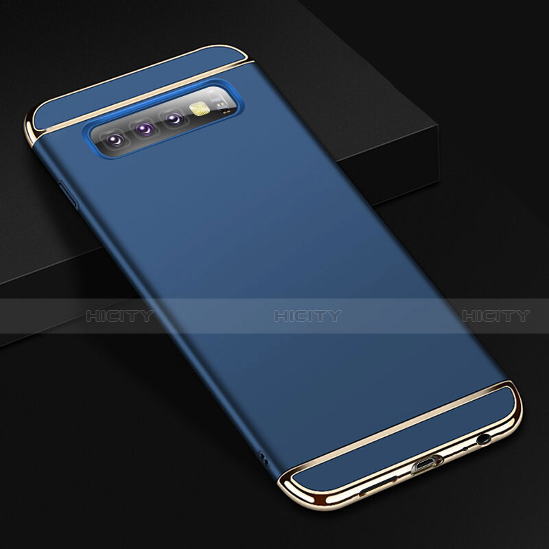 Carcasa Bumper Lujo Marco de Metal y Plastico Funda T01 para Samsung Galaxy S10 Plus Azul