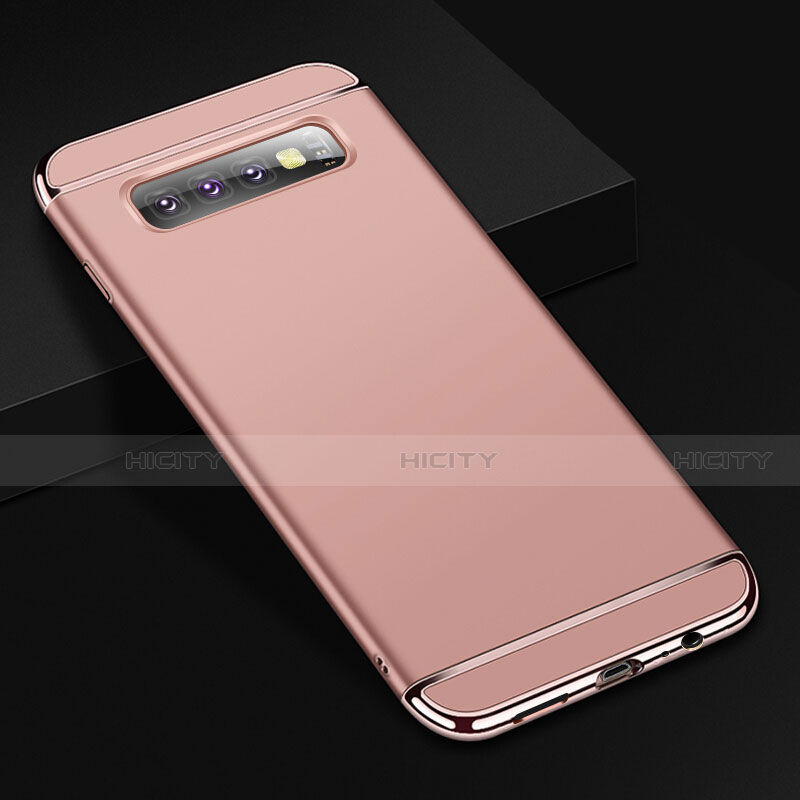 Carcasa Bumper Lujo Marco de Metal y Plastico Funda T01 para Samsung Galaxy S10 Plus Oro Rosa