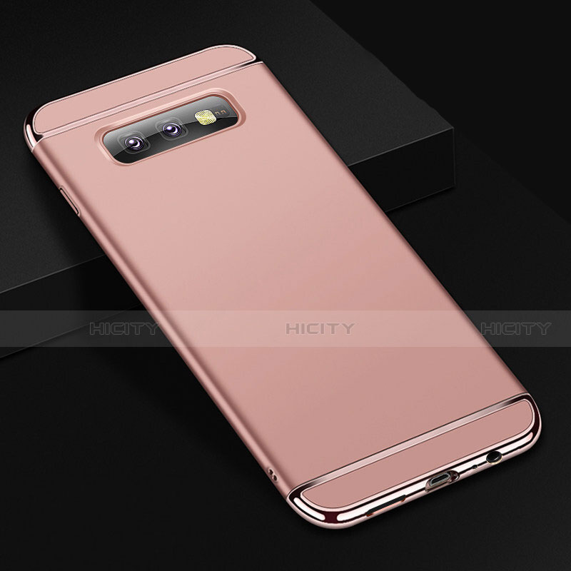 Carcasa Bumper Lujo Marco de Metal y Plastico Funda T01 para Samsung Galaxy S10e Oro Rosa