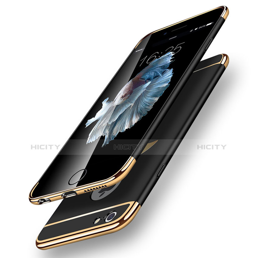 Carcasa Bumper Lujo Marco de Metal y Plastico M01 para Apple iPhone 6 Plus Negro