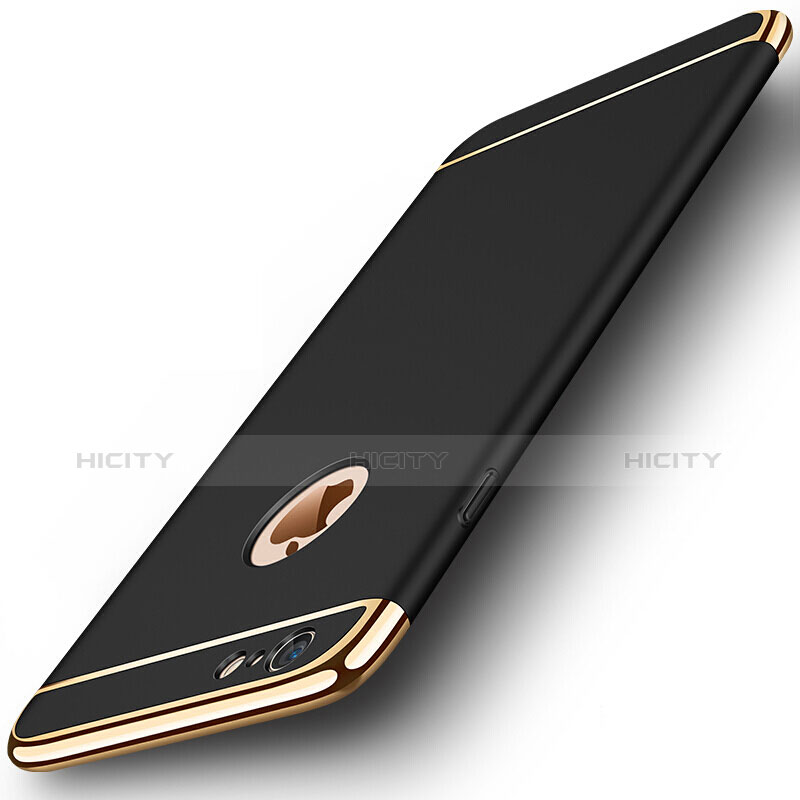 Carcasa Bumper Lujo Marco de Metal y Plastico M01 para Apple iPhone 6S Plus Negro