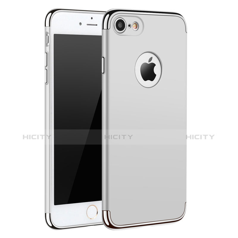 Carcasa Bumper Lujo Marco de Metal y Plastico M01 para Apple iPhone 7 Blanco