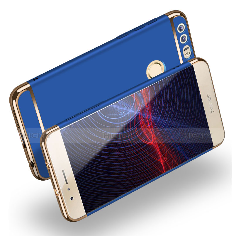 Carcasa Bumper Lujo Marco de Metal y Plastico M01 para Huawei Honor 8 Azul