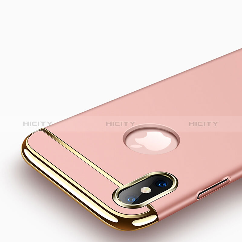 Carcasa Bumper Lujo Marco de Metal y Plastico para Apple iPhone Xs Max Oro Rosa