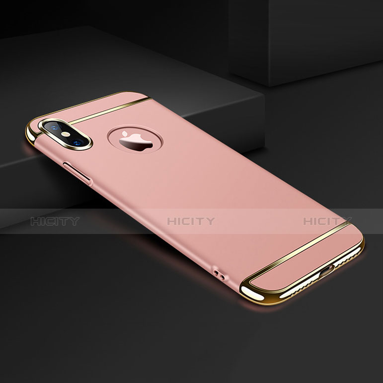 Carcasa Bumper Lujo Marco de Metal y Plastico para Apple iPhone Xs Oro Rosa