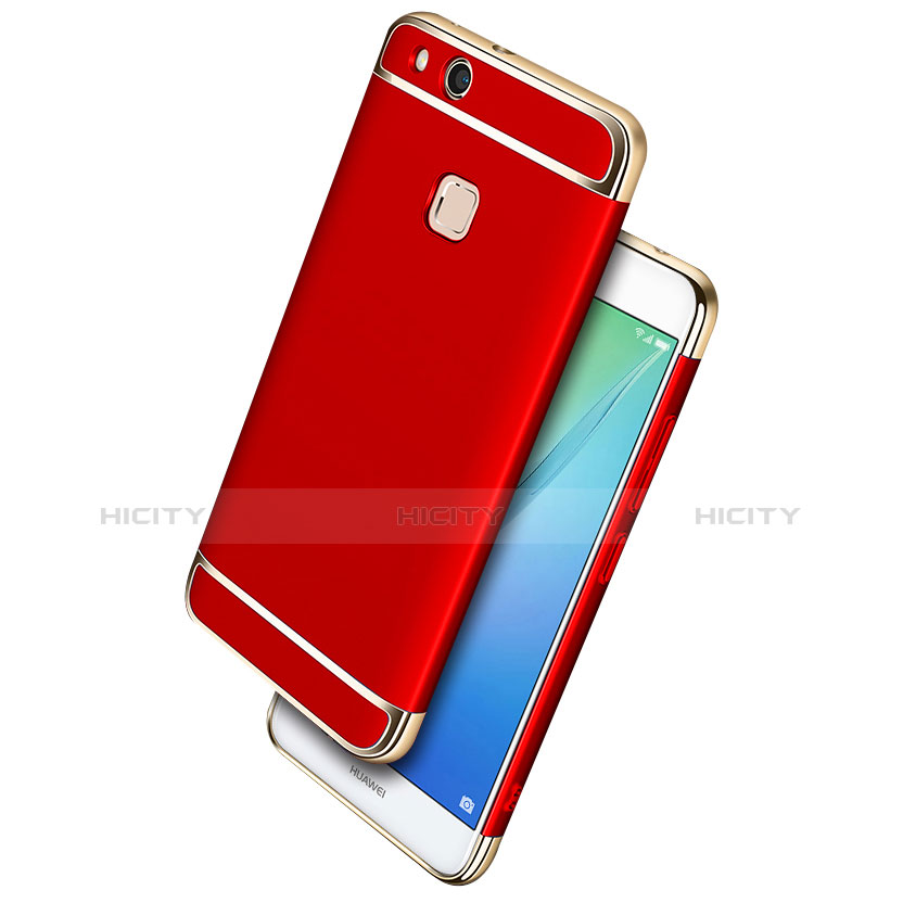 Carcasa Bumper Lujo Marco de Metal y Plastico para Huawei P8 Lite (2017) Rojo