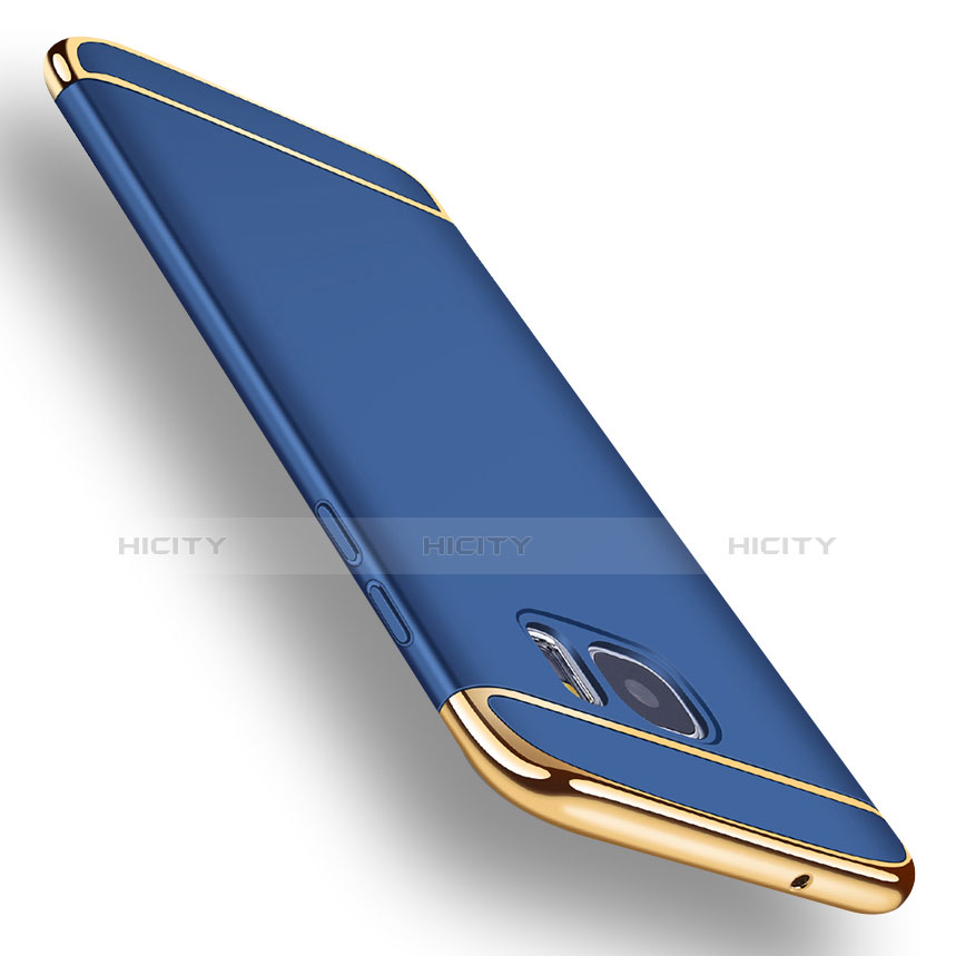 Carcasa Bumper Lujo Marco de Metal y Plastico para Samsung Galaxy S7 Edge G935F Azul