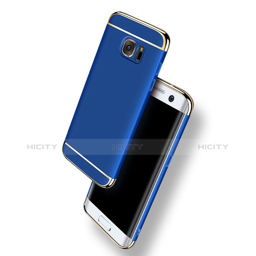 Carcasa Bumper Lujo Marco de Metal y Plastico para Samsung Galaxy S7 Edge G935F Azul