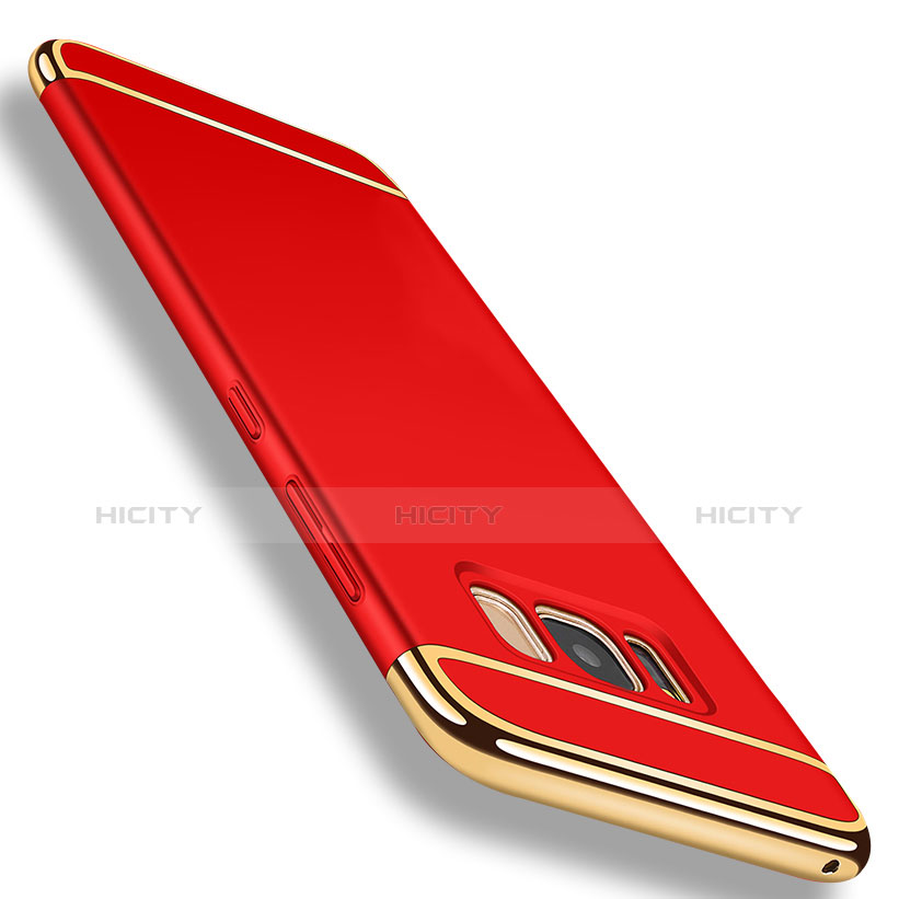 Carcasa Bumper Lujo Marco de Metal y Plastico para Samsung Galaxy S8 Rojo
