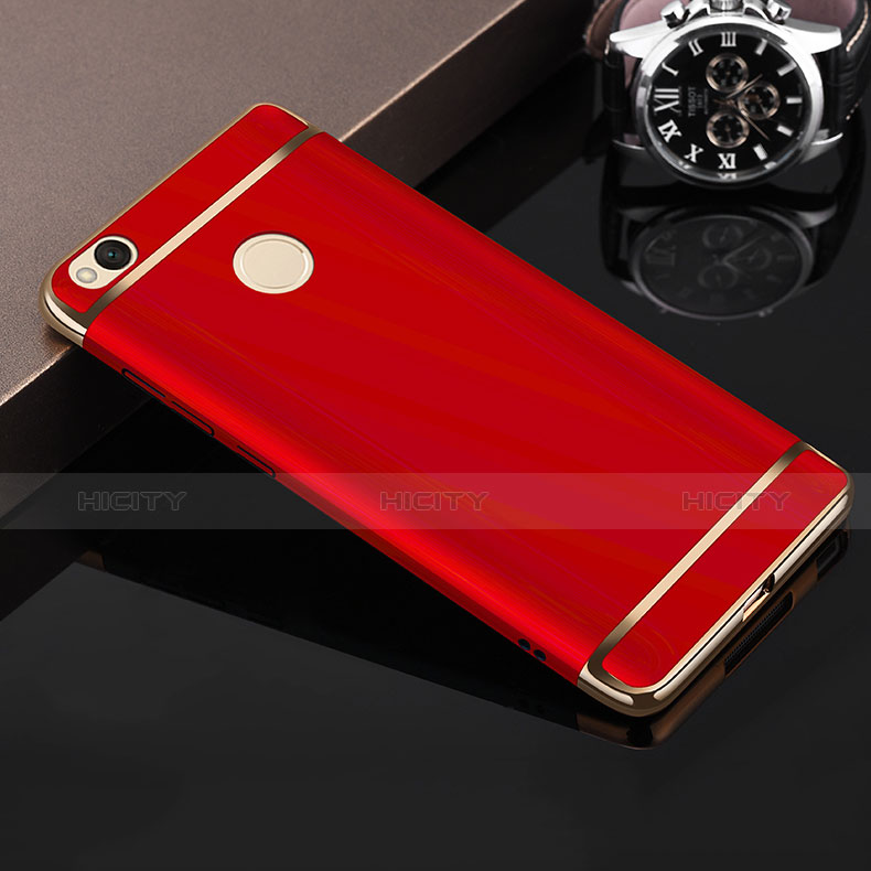 Carcasa Bumper Lujo Marco de Metal y Plastico para Xiaomi Redmi 4X Rojo