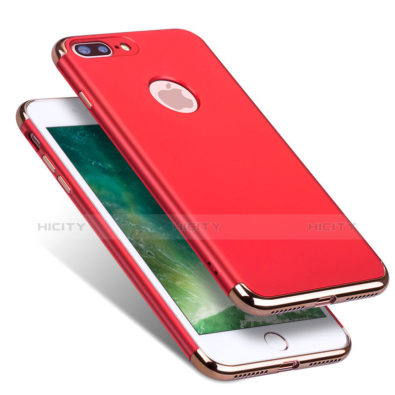 Carcasa Bumper Lujo Marco de Metal y Plastico R01 para Apple iPhone 8 Plus Rojo