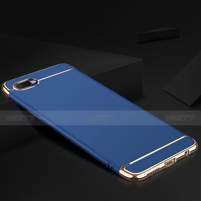 Carcasa Bumper Lujo Marco de Metal y Silicona Funda M02 para Oppo R15X Azul