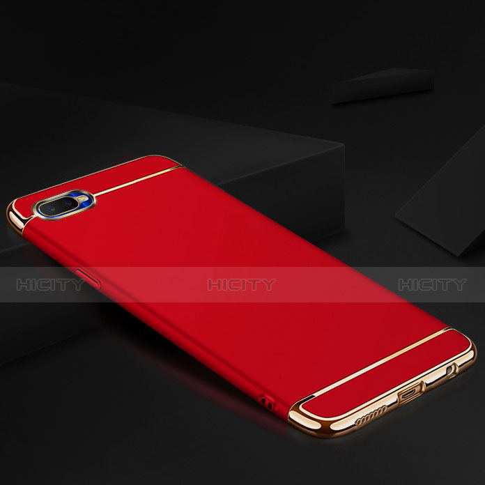 Carcasa Bumper Lujo Marco de Metal y Silicona Funda M02 para Oppo R17 Neo Rojo