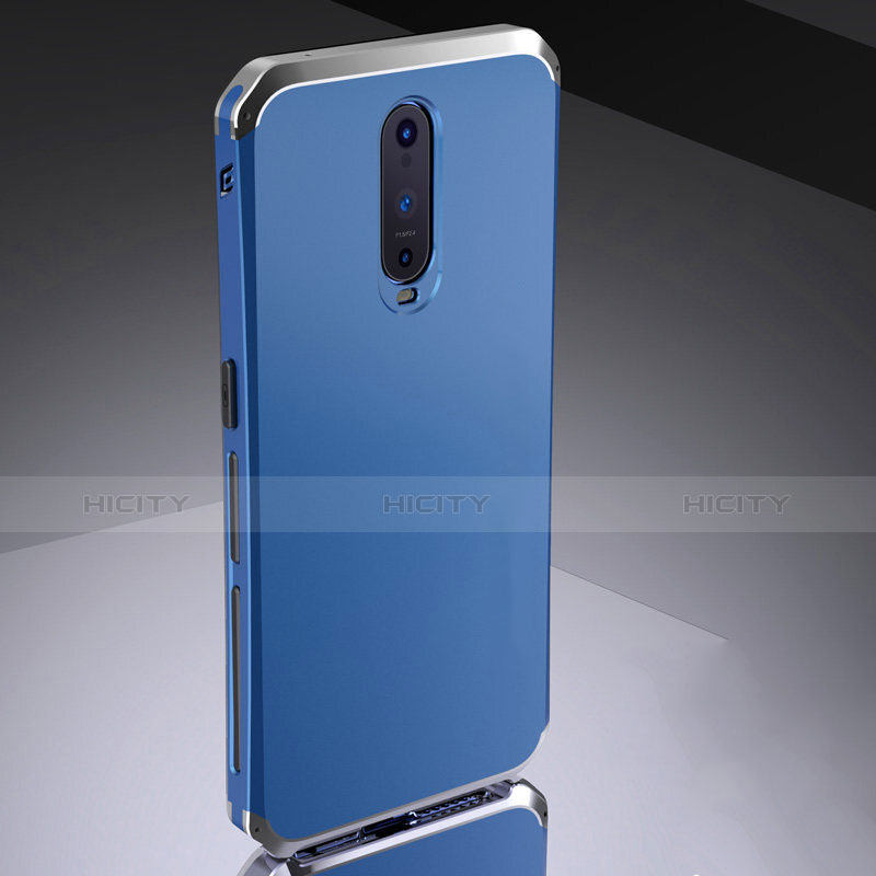 Carcasa Bumper Lujo Marco de Metal y Silicona Funda M02 para Oppo R17 Pro Azul