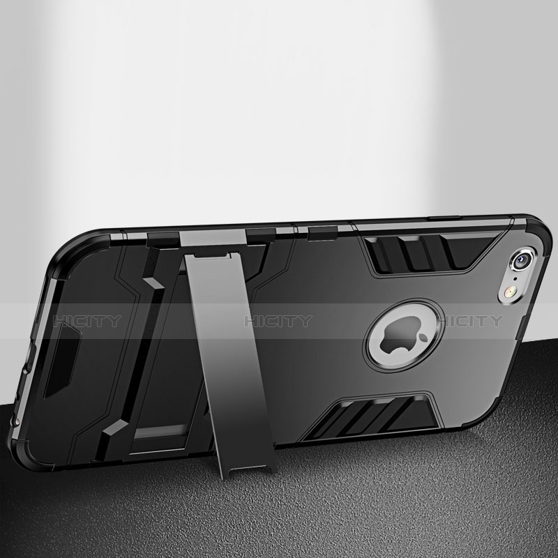 Carcasa Bumper Silicona Mate con Soporte para Apple iPhone 6S Negro