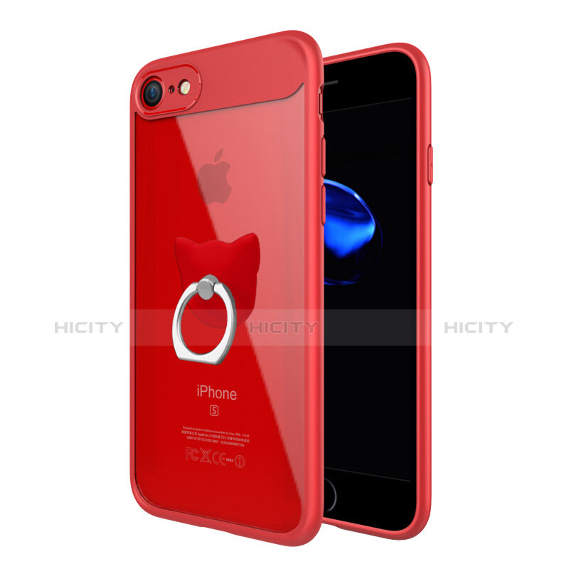 Carcasa Bumper Silicona Transparente B01 para Apple iPhone 7 Plus Rojo