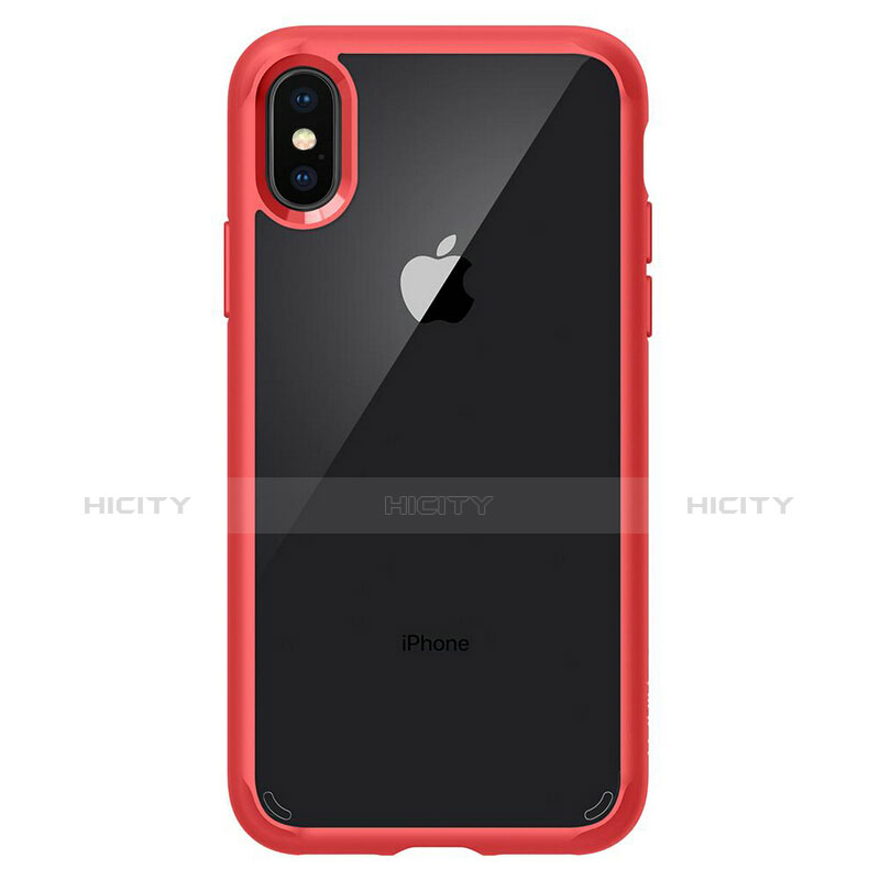 Carcasa Bumper Silicona Transparente Espejo 360 Grados para Apple iPhone Xs Max Rojo