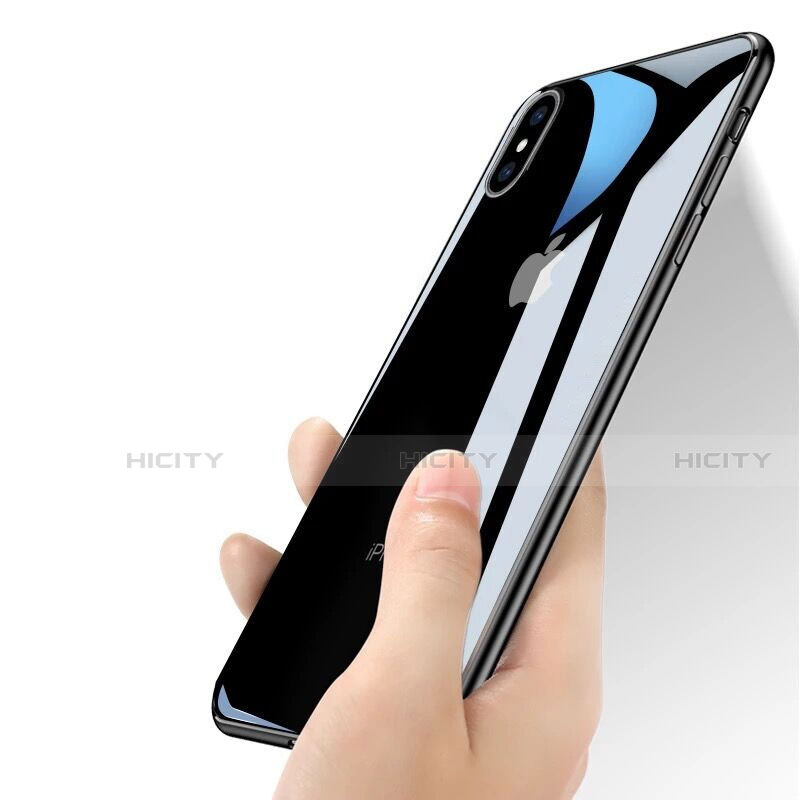 Carcasa Bumper Silicona Transparente Espejo para Apple iPhone X Negro