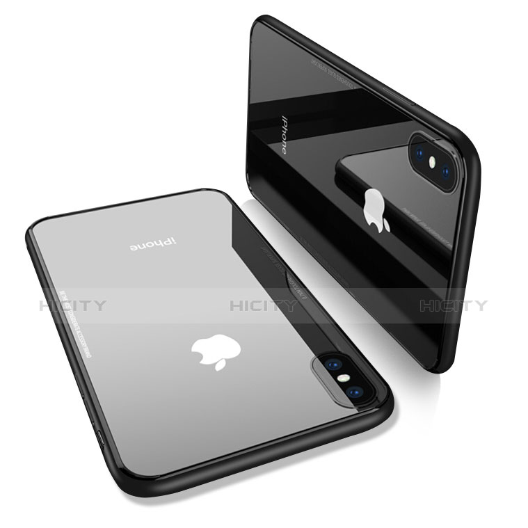 Carcasa Bumper Silicona Transparente Espejo para Apple iPhone Xs Max Negro