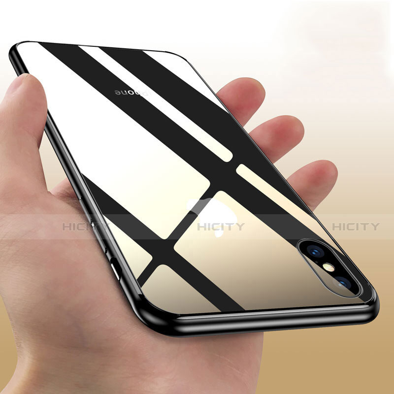 Carcasa Bumper Silicona Transparente Espejo para Apple iPhone Xs Negro
