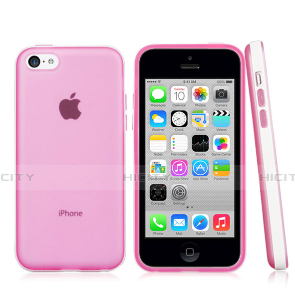 Carcasa Bumper Silicona Transparente Mate para Apple iPhone 5C Rosa