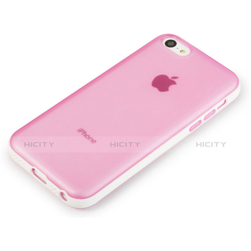 Carcasa Bumper Silicona Transparente Mate para Apple iPhone 5C Rosa