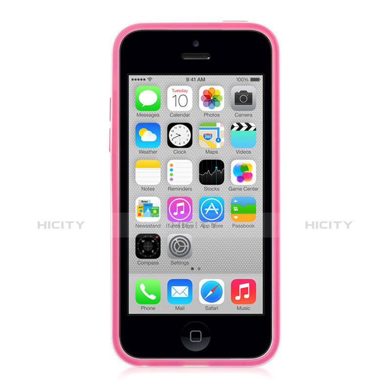 Carcasa Bumper Silicona Transparente Mate para Apple iPhone 5C Rosa