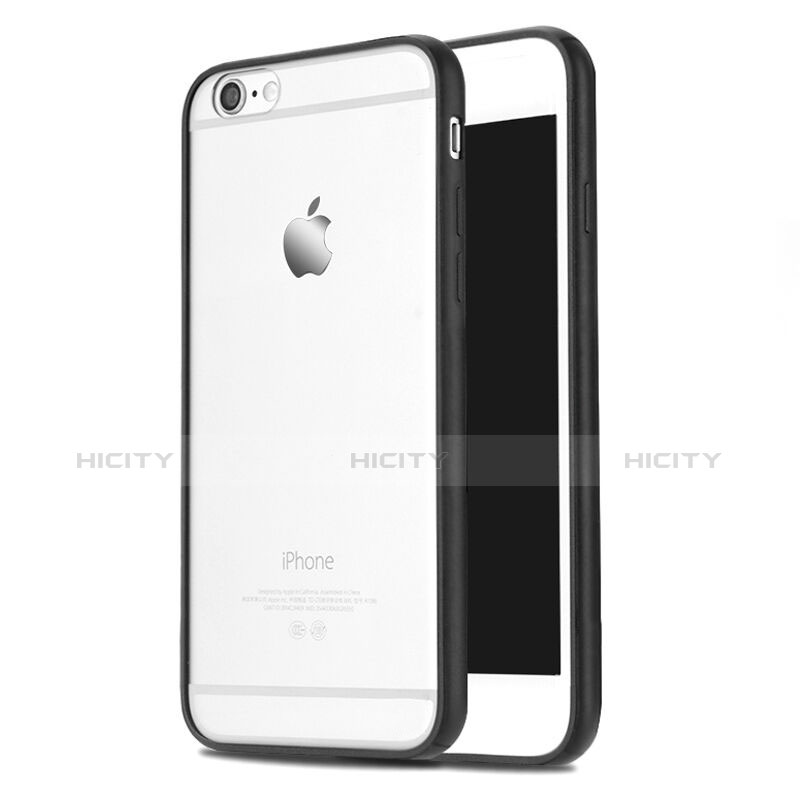 Carcasa Bumper Silicona Transparente Mate para Apple iPhone 6 Plus Negro
