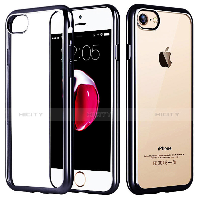 Carcasa Bumper Silicona Transparente Mate para Apple iPhone 8 Negro