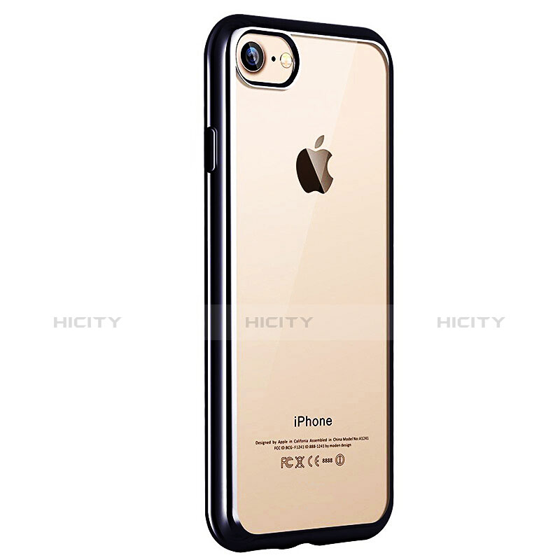 Carcasa Bumper Silicona Transparente Mate para Apple iPhone 8 Negro