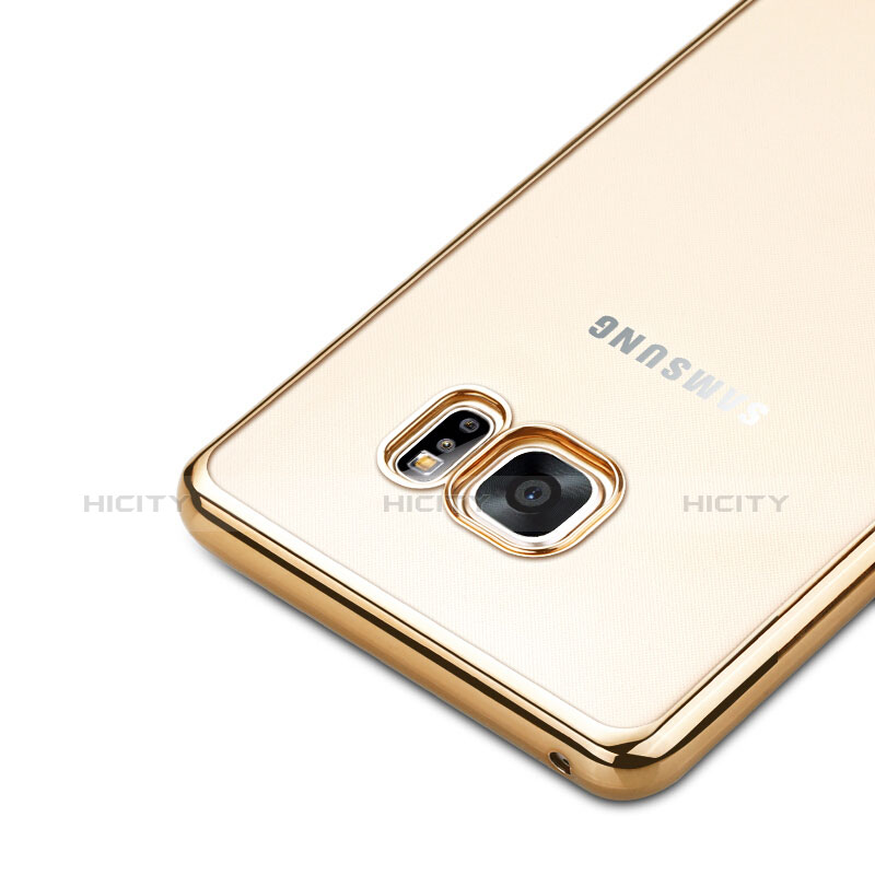 Carcasa Bumper Silicona Transparente Mate para Samsung Galaxy Note 7 Oro