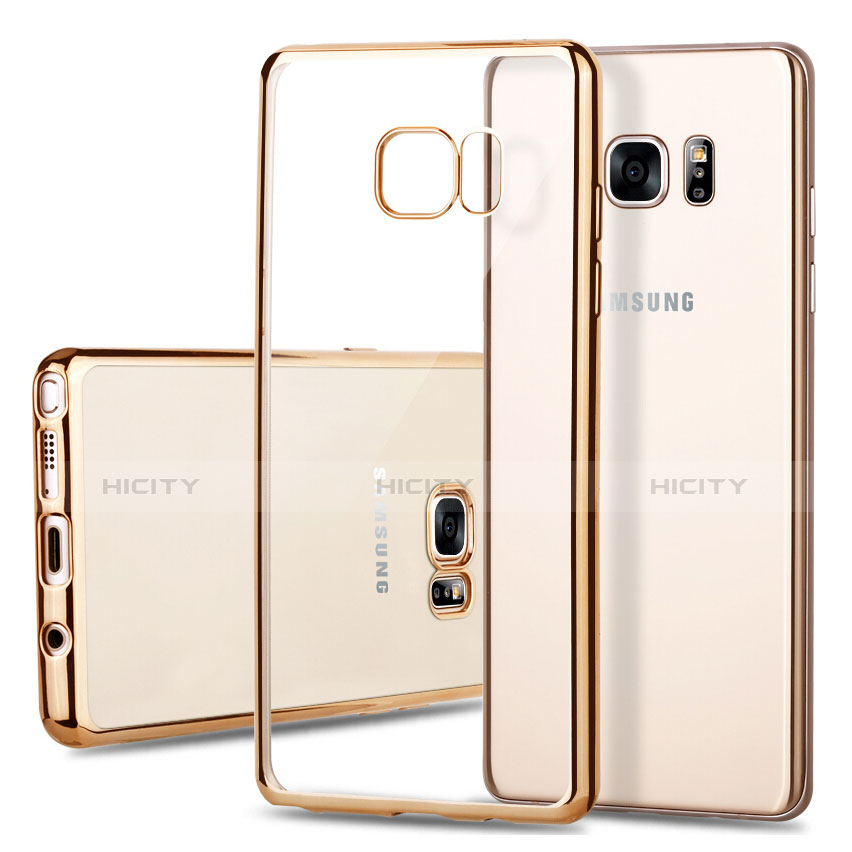 Carcasa Bumper Silicona Transparente Mate para Samsung Galaxy Note 7 Oro