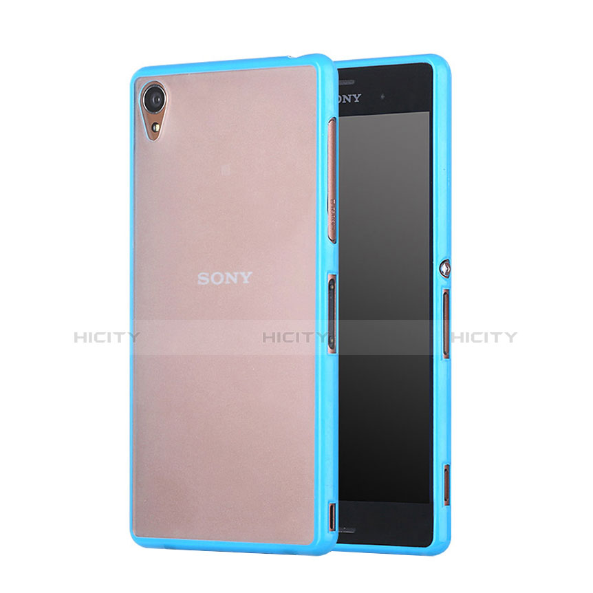 Carcasa Bumper Silicona Transparente Mate para Sony Xperia Z3 Azul Cielo