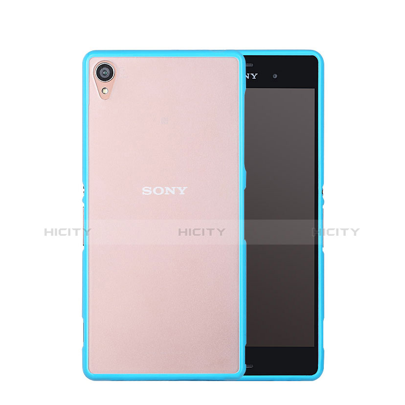 Carcasa Bumper Silicona Transparente Mate para Sony Xperia Z3 Azul Cielo