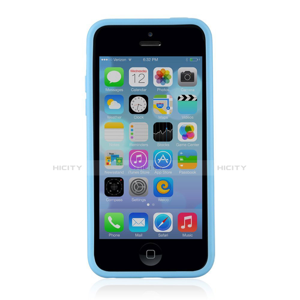 Carcasa Bumper Silicona Transparente Mate T01 para Apple iPhone 5C Azul Cielo