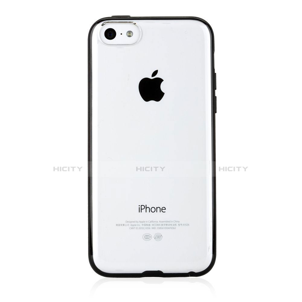 Carcasa Bumper Silicona Transparente Mate T01 para Apple iPhone 5C Negro